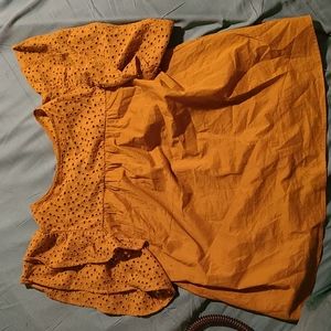 Universal Thread Mustard Yellow Ruffled Sleeve Blouse